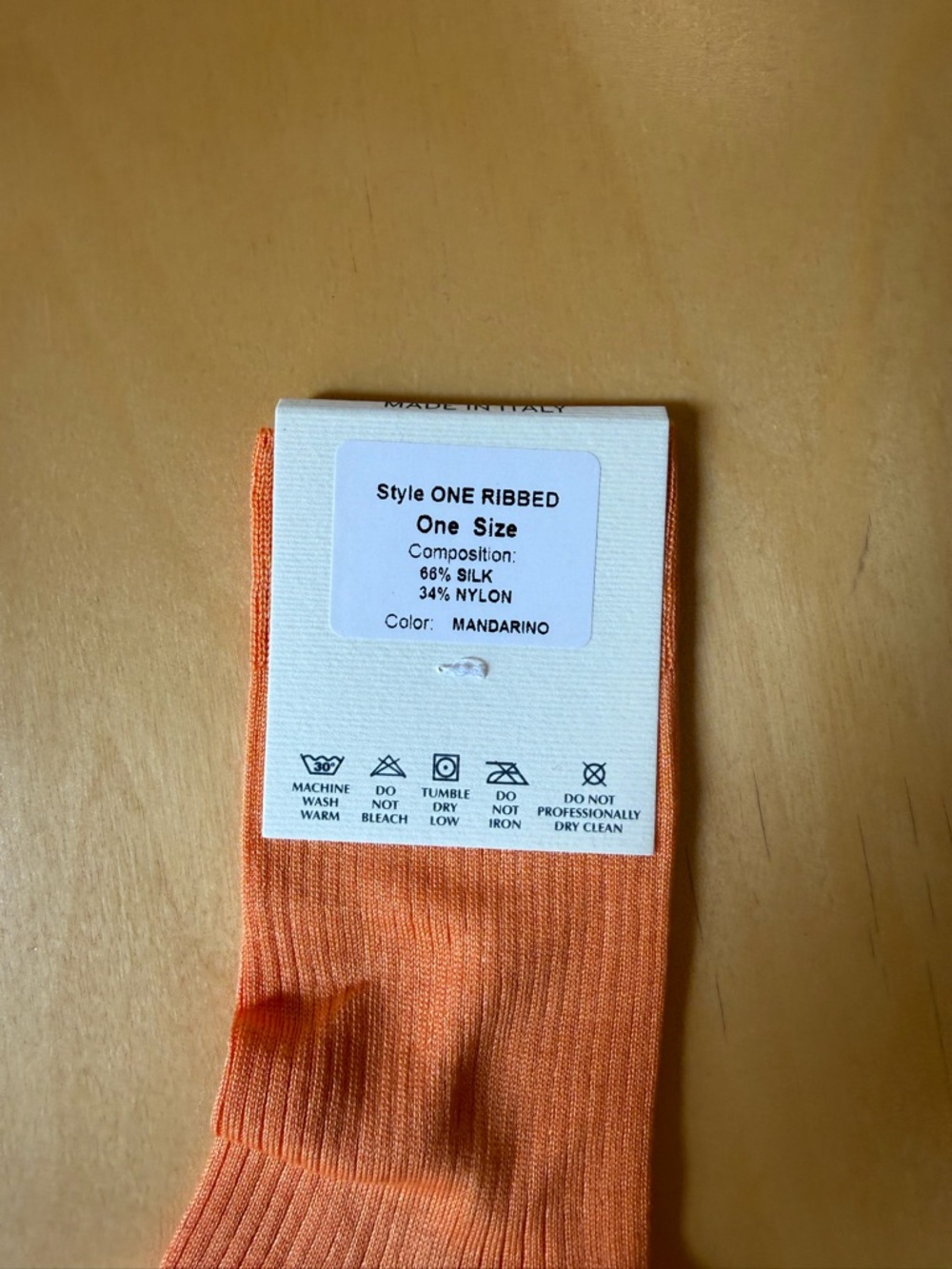 Maria La Rosa Orange Ribbed Mid Calf Socks - Picture 2 of 3